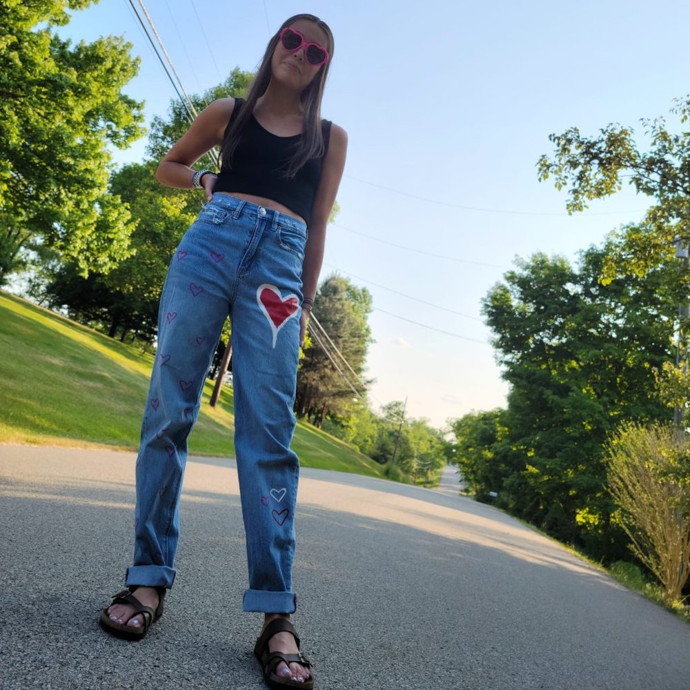 Handpainted Heart Jeans
